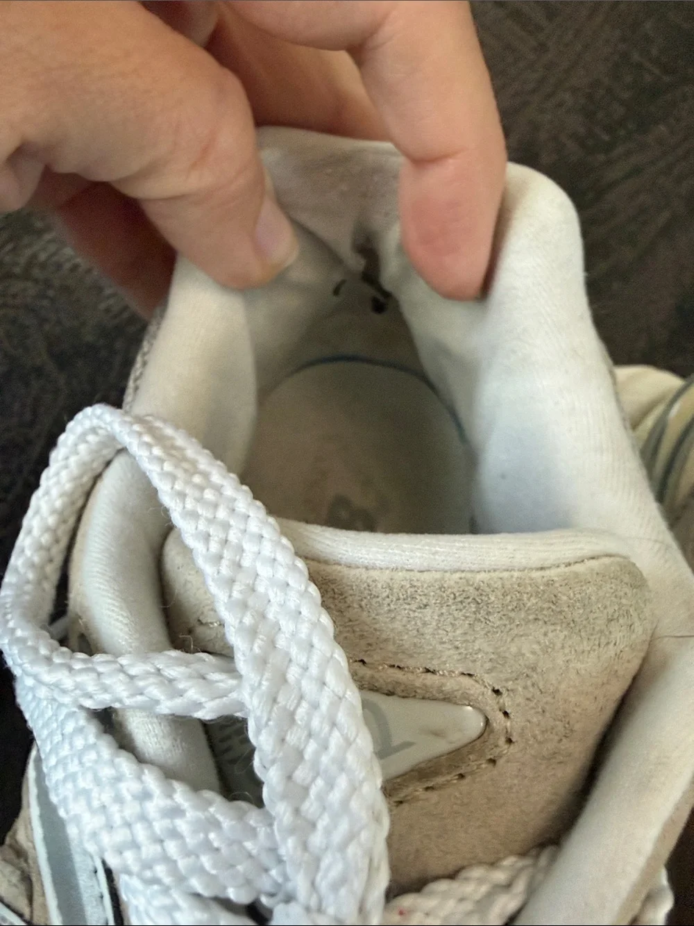 New Balance 9060 Beige and Light Gray Mesh Suede Sneakers